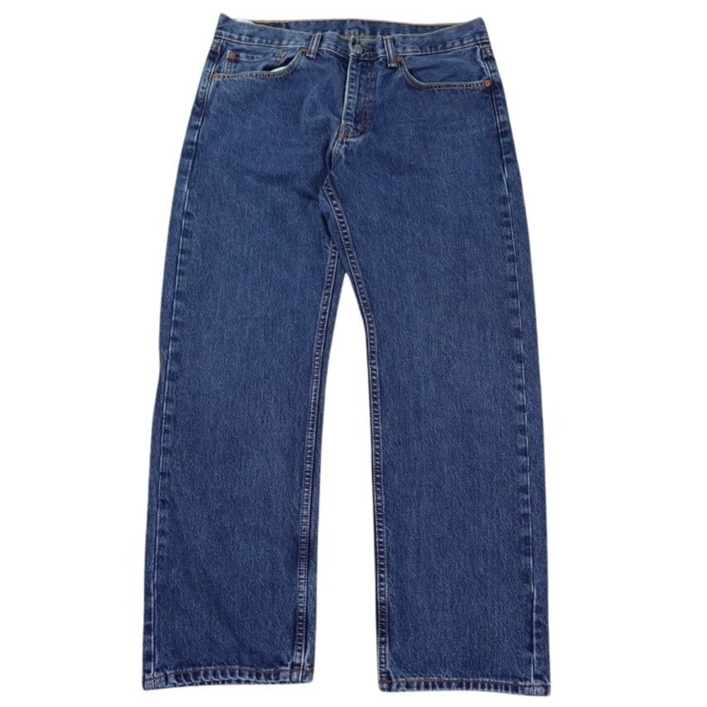 Levis 505 Denim Jeans Mens 36x30 Blue Stretch Biker Dark Wash Comfort